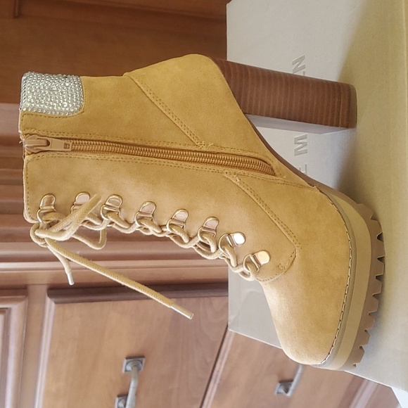 Madden Girl high heel rhinestone platform booties construction boots NWT - Picture 6 of 8